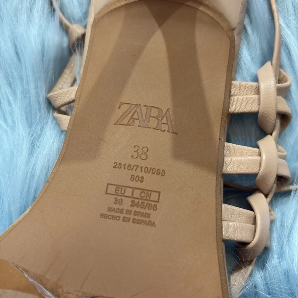 Zara Beige Strappy Heel Sandals sz 38 - Picture 5 of 6